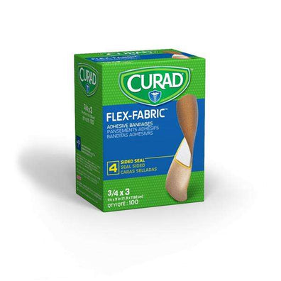 Bandage Strips Fabric Curad 3/4x3" Flesh LF 100/Bx, 12 BX/CA - Surgical Supplies NY